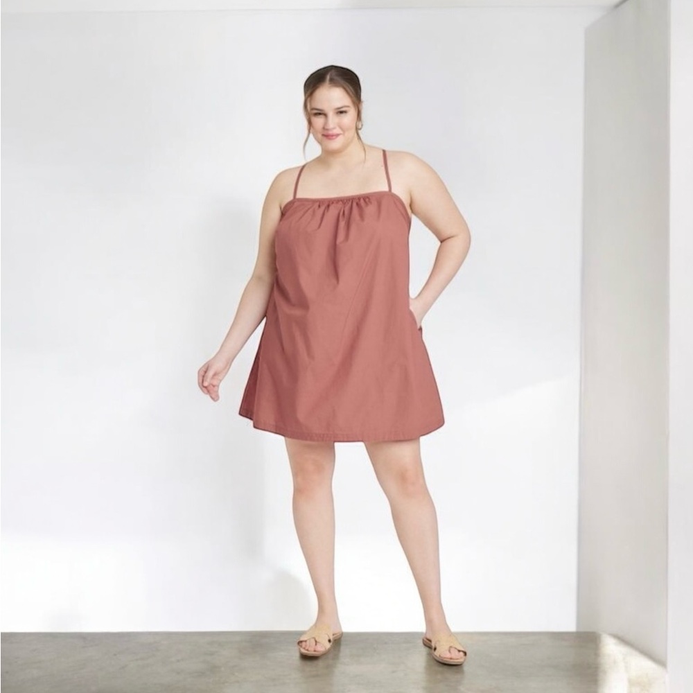 A New Day Women’s Sleeveless Shift Mini Dress Brown XL NWT